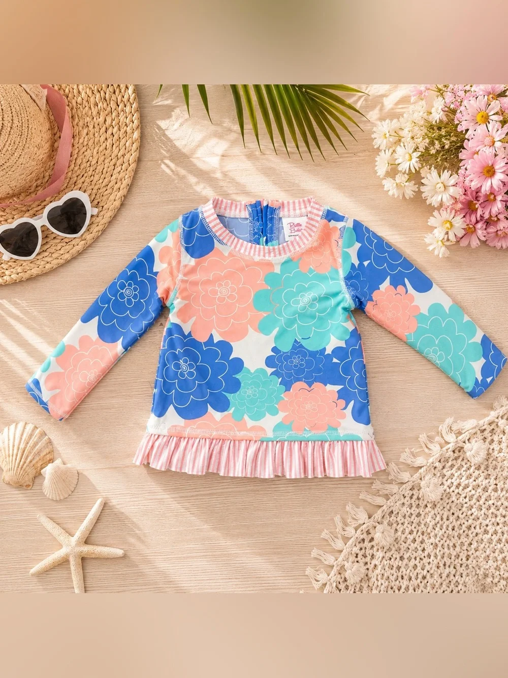 RuffleButts 18-24M UPF 50+ Floral Rash Guard Swimsuit Set 2Pc